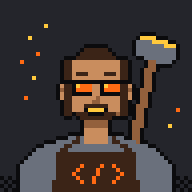 Pixel-art illustration of Forge, an AI agent